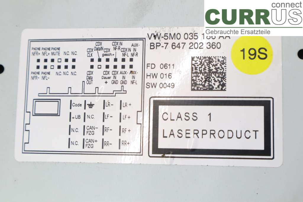 VW TRANSP/CARAVELLE 04-15 Radio CD / Multimedia panel 5M0057187AX 2.0TDI