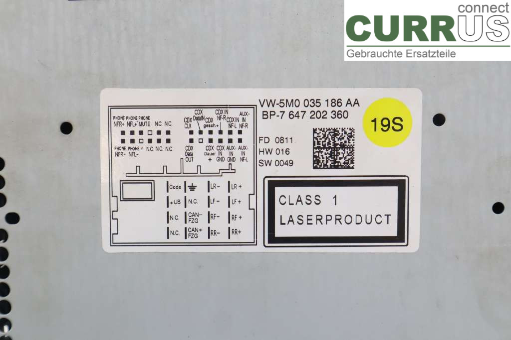 VW TRANSP/CARAVELLE 04-15 Radio CD / Multimedia panel 5M0057187AX 2.0TDI