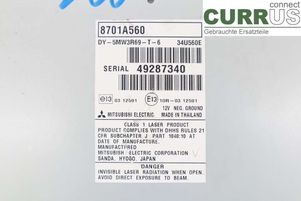 MITSUBISHI ASX 10-22 Radio CD / Multimedia panel 8701A560 1.8DI-D 116HK