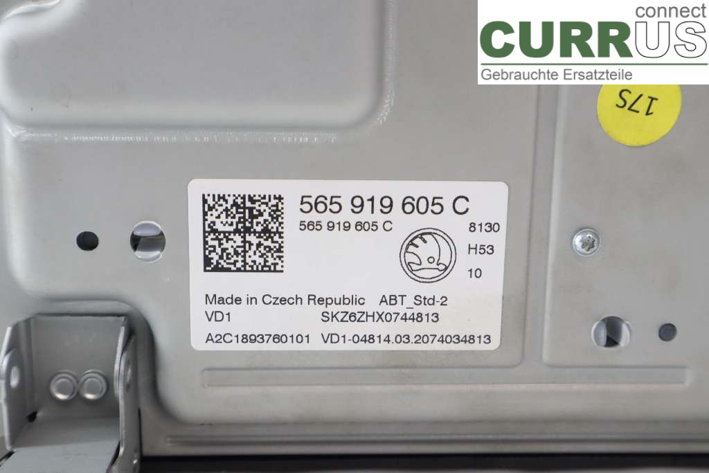 SKODA KODIAQ 17-24 Radio CD / panneau multimédia 565919605C DFHA