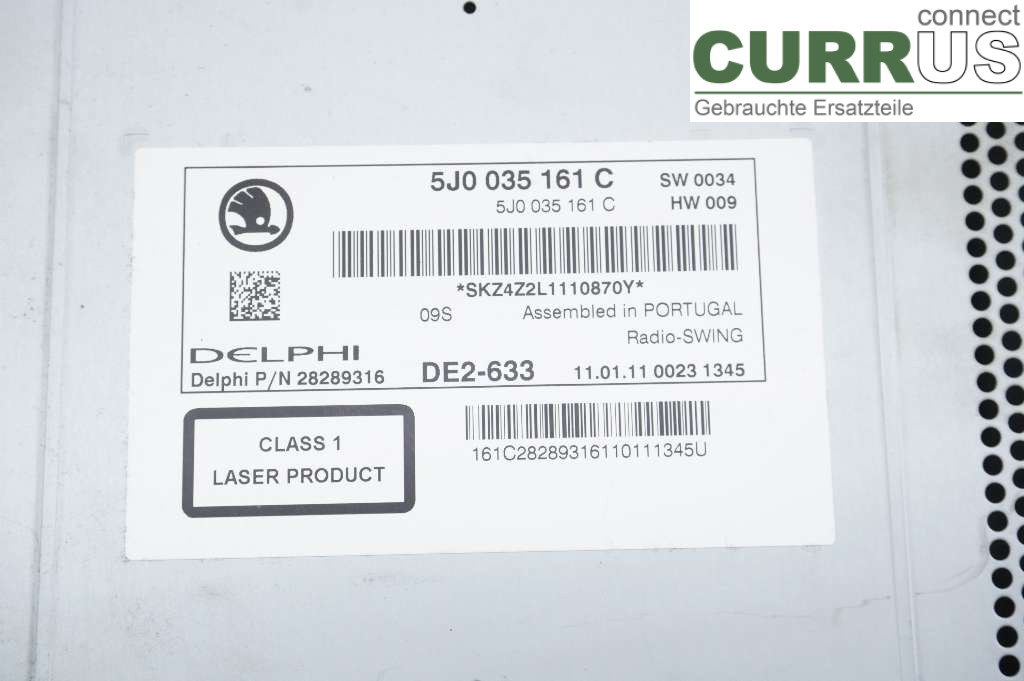 SKODA FABIA         07-14 Radio CD /Multimediapanel 5J0035161C 1.2TSI