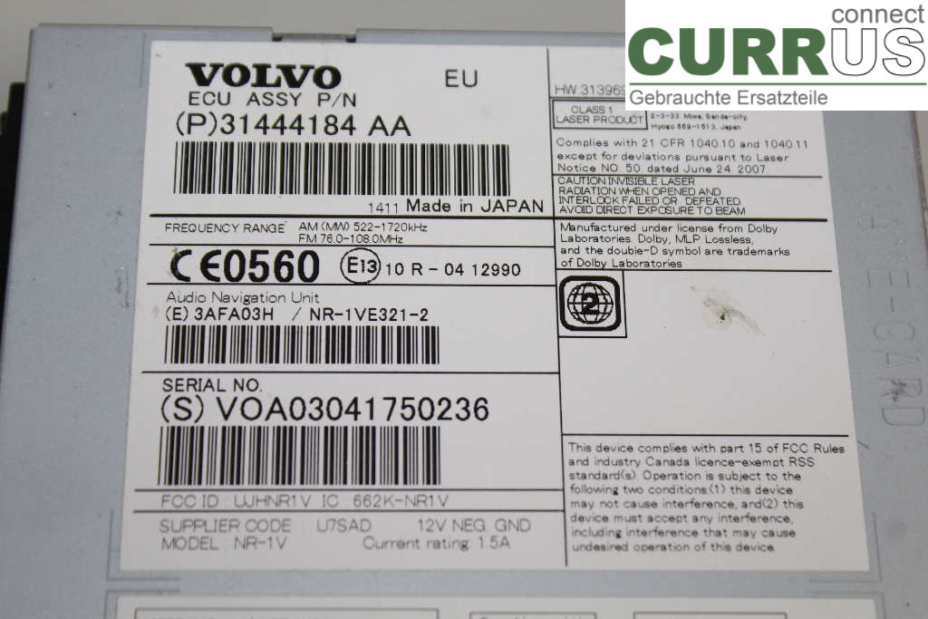 VOLVO V70    14-16 Radio CD / panneau multimédia 36050656 D4 2,0 133KW
