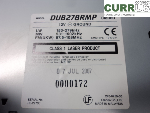 KIA SORENTO    03-09 Radio CD /Multimediapanel  2,5 CRDI D4CB
