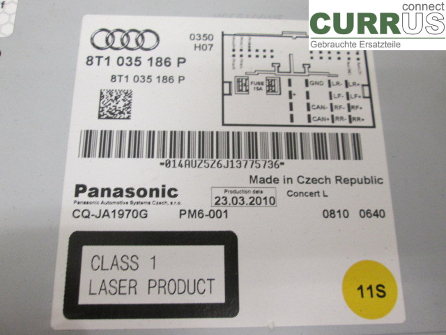 AUDI A4/S4  08-11 Radio-CD-/Multimedia-Panel 8T1057186PX 2,TDI CAGB