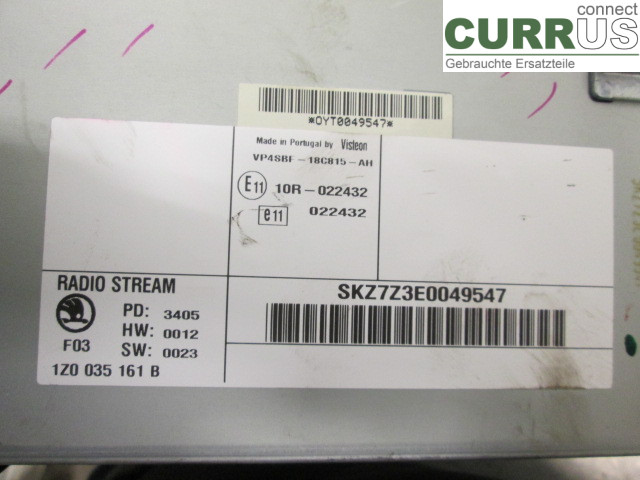SKODA OCTAVIA    05-13 Radio CD / panel multimedialny AAO600002AX 1,6MPI BSE