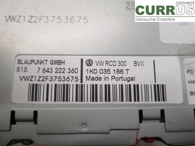 VW CADDY      04-10 Radio CD / Multimedia panel  1,9TDI BLS