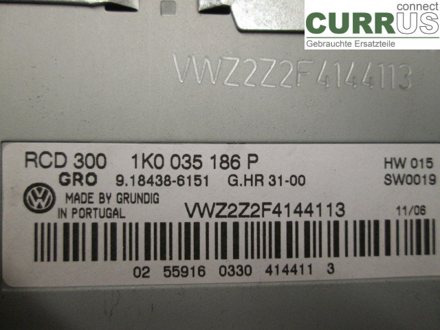 VW CADDY      04-10 Radio CD / Multimedia panel  BLS 1.9 TDI