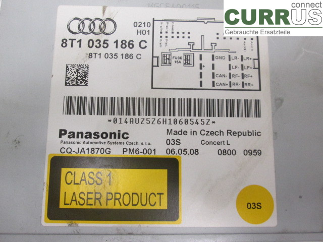 AUDI A4/S4  08-11 Radio CD / panneau multimédia 8T1057186CX CAGA 2.0 TDI