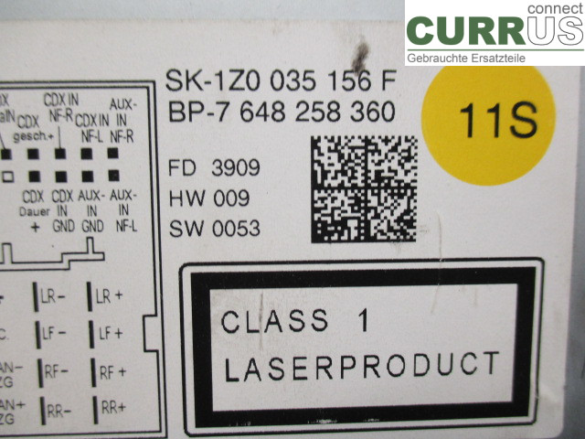 SKODA OCTAVIA    05-13 Radio CD / panel multimedialny 1Z0035156F 1,8 CDAA
