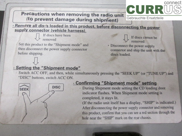 LEXUS LS 430  01-06 Radio CD / Multimedia panel 86120-50770 4,3 3UZ-FE