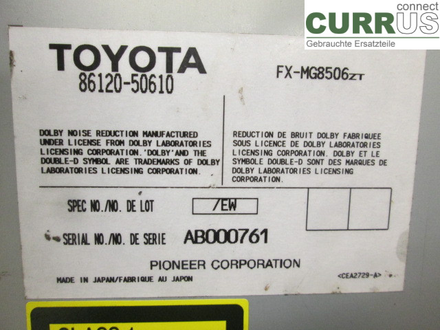 LEXUS LS 430  01-06 Radio CD / Multimedia panel 86120-50770 4,3 3UZ-FE