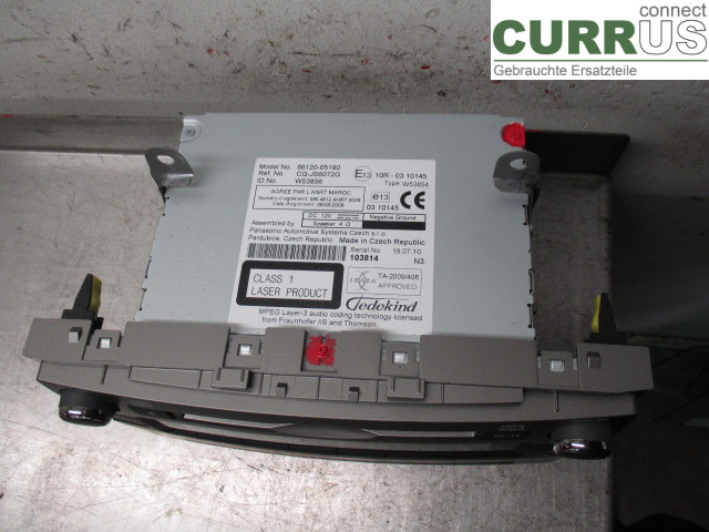 TOYOTA AVENSIS   09-15 Radio CD /Multimediapanel 86120-05190 1AD-FTV