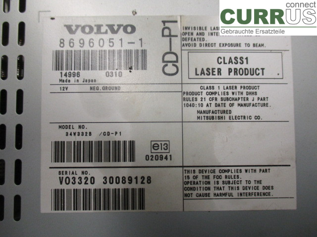 VOLVO S40       04-07 Radio CD / panneau multimédia 36050166 B5244S4