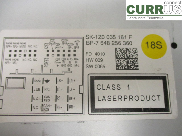 SKODA OCTAVIA    05-13 Radio CD / multimediepanel 1Z0035161G CDAA 1.8TSI