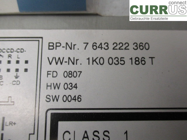 VW GOLF V      04-09 Radio CD /Multimediapanel 1K0057186PX BSE