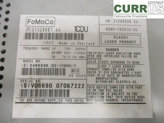 VOLVO V70      08-13 Radio CD / panneau multimédia 36050930 D4164T