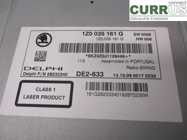 SKODA OCTAVIA    05-13 Radio CD / multimediepanel 1Z0035161G CAXA