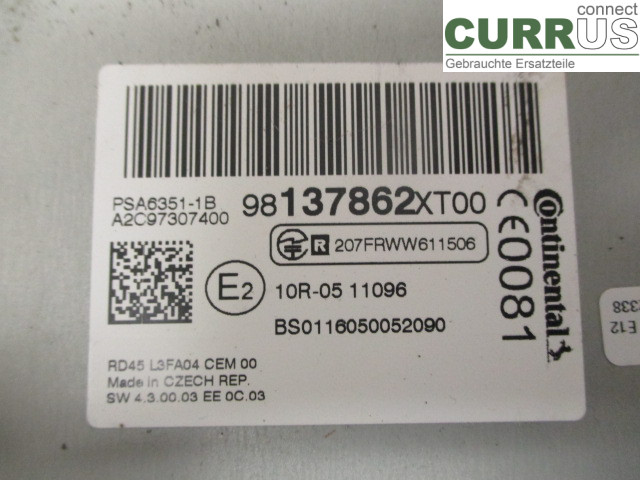 PEUGEOT EXPERT  15-16 Radio CD / Multimedia panel 1616144180 RHH