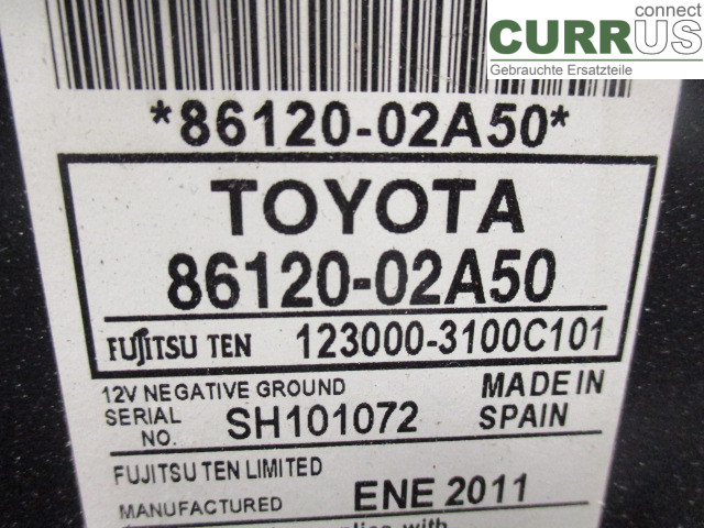 TOYOTA AURIS 10-12 Radio CD / Multimedia panel 86120-02A50 1ND-TV
