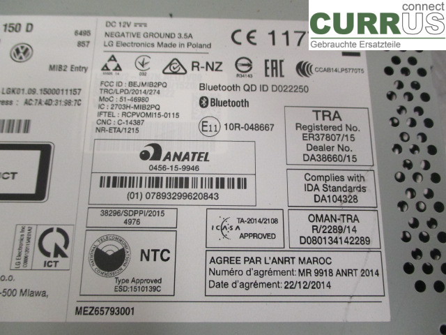 VW CADDY  16-20 Radio CD / Multimedia panel 1K8035150D CAYD