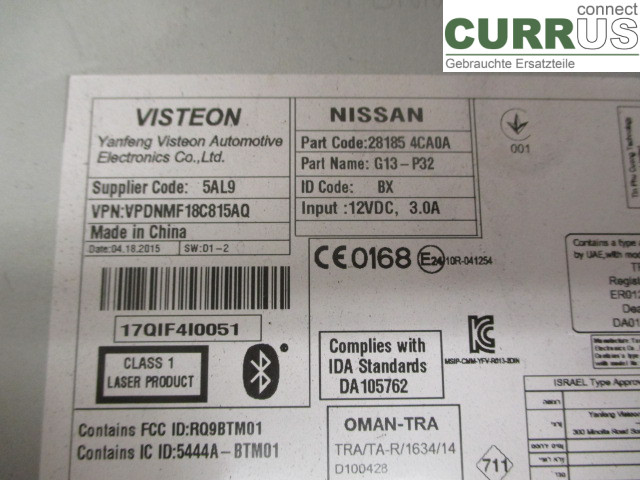 NISSAN QASHQAI  14-17 Radio CD / Multimedia panel 281854CA0A HRA2