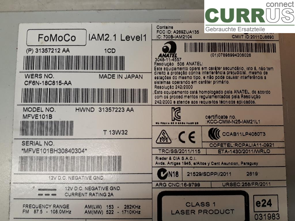 VOLVO V60  14-18 Radio CD /Multimediapanel 36050605 D5204T3