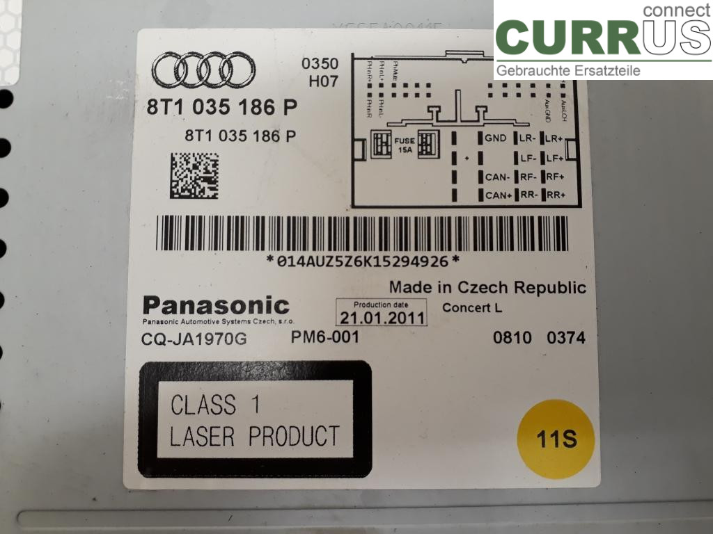 AUDI A5  07-16 Radio CD / Multimedia panel 8T1057186PX CAHA