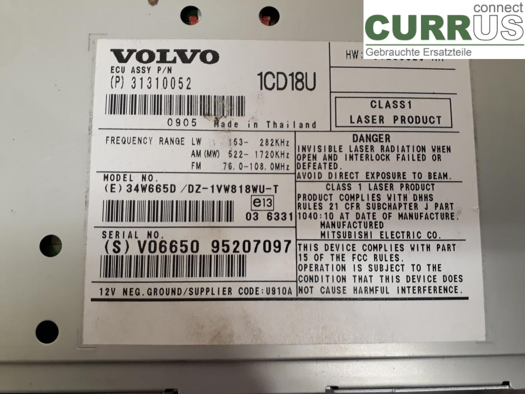 VOLVO V50      08-12 Radio CD / Multimedia panel 36050926 D4164T