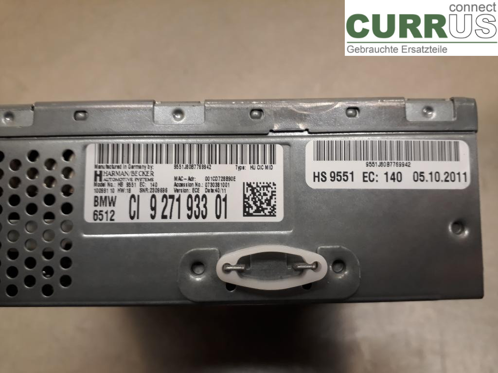 BMW F10/F11/F18  09-17 Radio CD / Multimedia panel 65129271933 N47-D20C