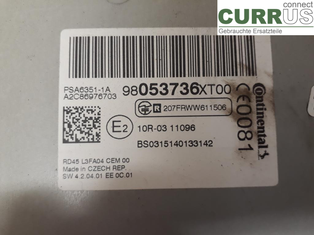 CITROEN JUMPY  07-16 Radio CD /Multimediapanel 1616144180 AHZ