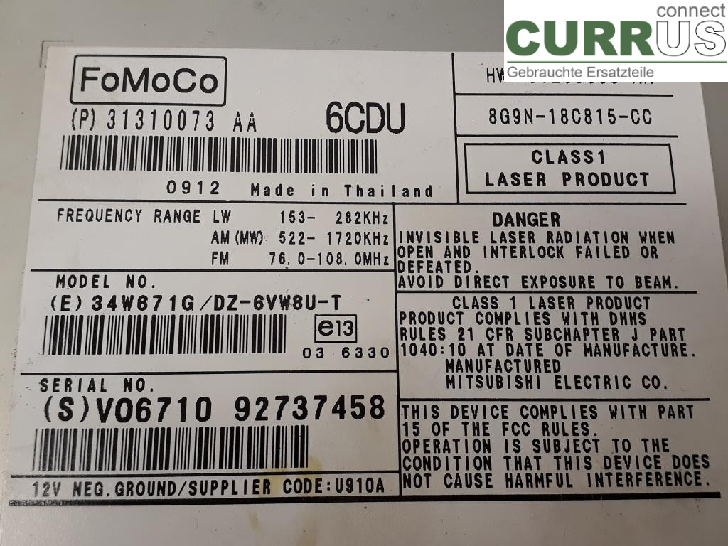 VOLVO S80      07- 13 Radio CD / Multimedia panel 36050932 B5254T11