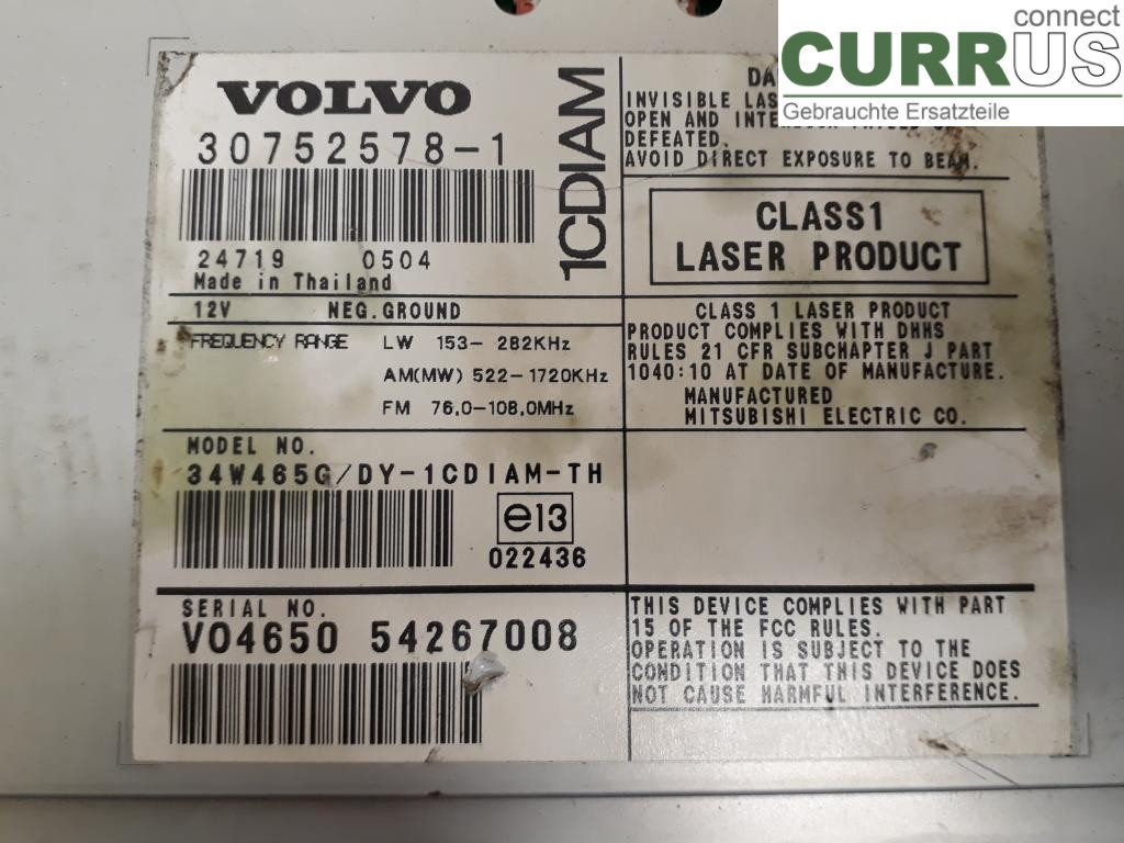 VOLVO S40       04-07 Radio CD / Multimedia panel  B4184S11