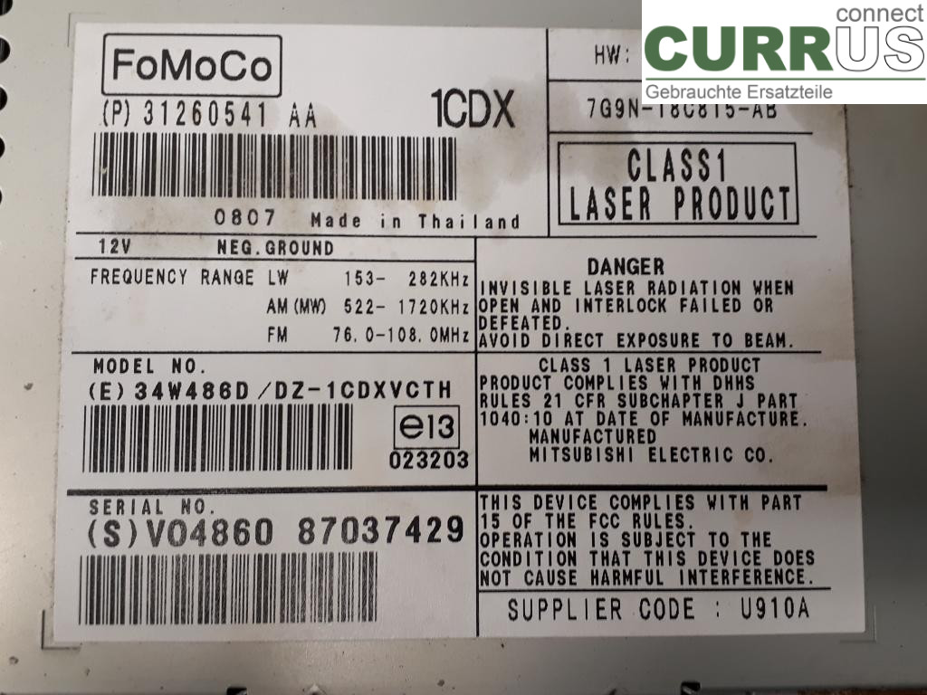 VOLVO V70      08-13 Radio CD / Multimedia panel 36050929 B4204S4