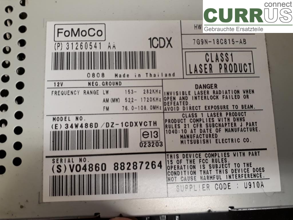 VOLVO V70      08-13 Radio CD / Multimedia panel 36050929 B5254T8