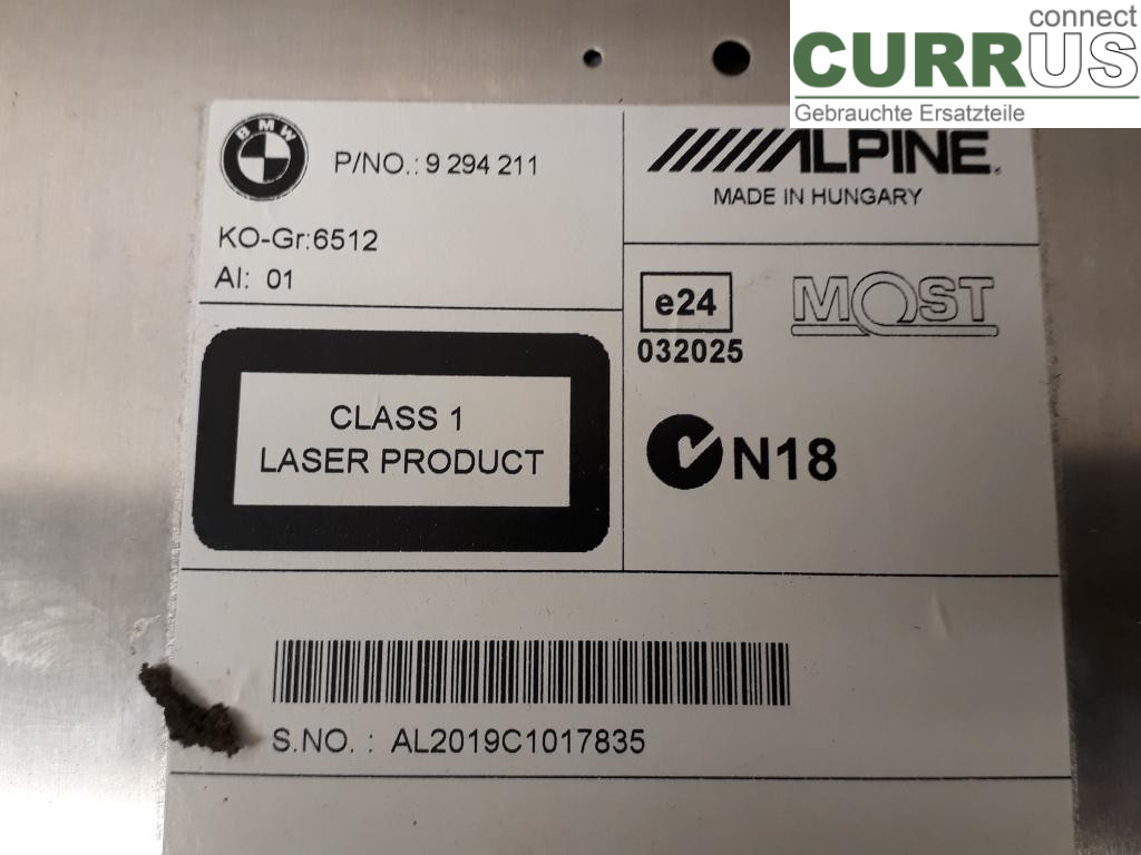 BMW F10/F11/F18  09-17 Radio CD / panneau multimédia 65129317884 N47-D20C