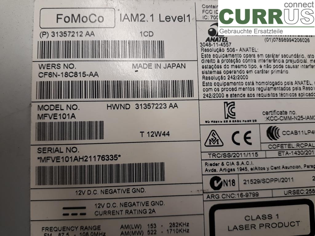 VOLVO V60  11-13 Radio CD /Multimediapanel 36050605 D5204T3