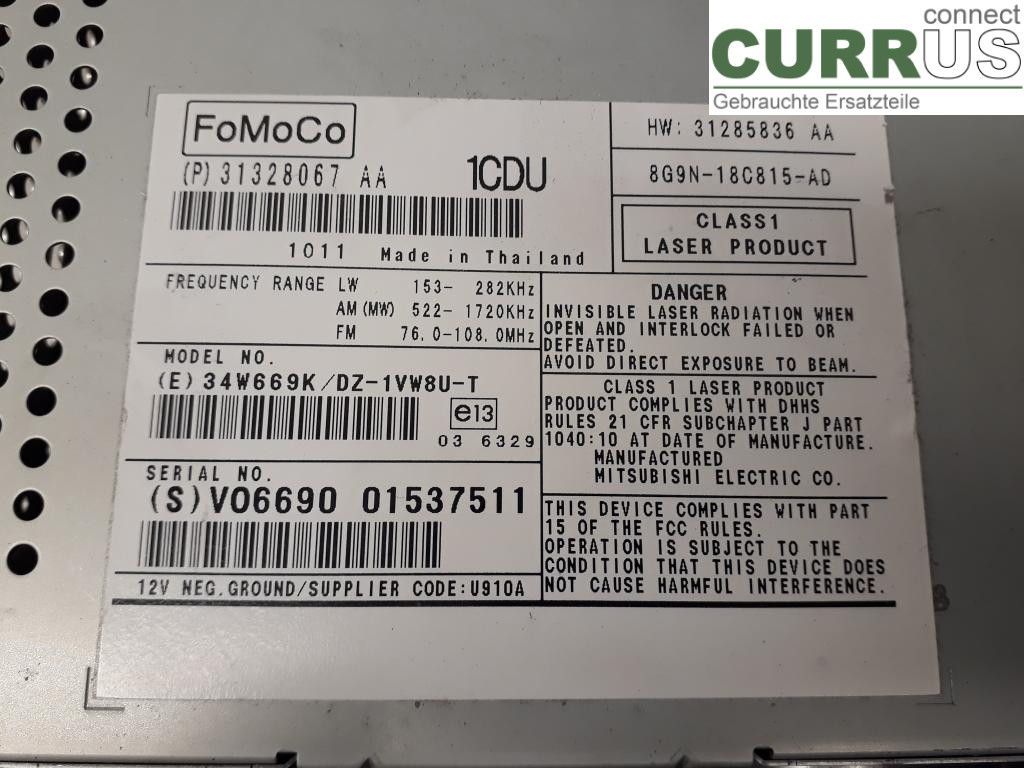 VOLVO V70      08-13 Radio CD / panneau multimédia 36050930 D5204T2
