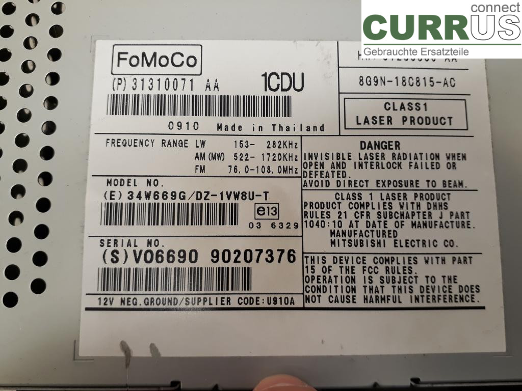 VOLVO V70      08-13 Radio CD / panneau multimédia 36050930 B5254T11