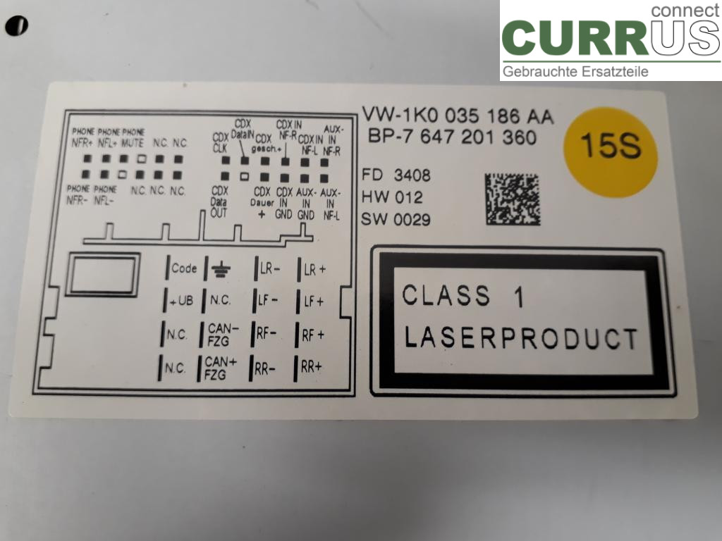 VW PASSAT      05-10 Radio CD / panel multimedialny 1K0057187AX CBAB