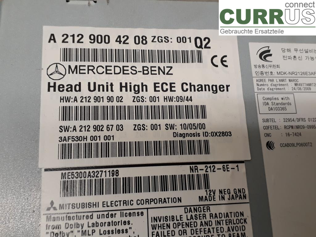 MB E-KLASS (W212) 09-16 Radio CD / Multimedia panel A2129004612 M271.860