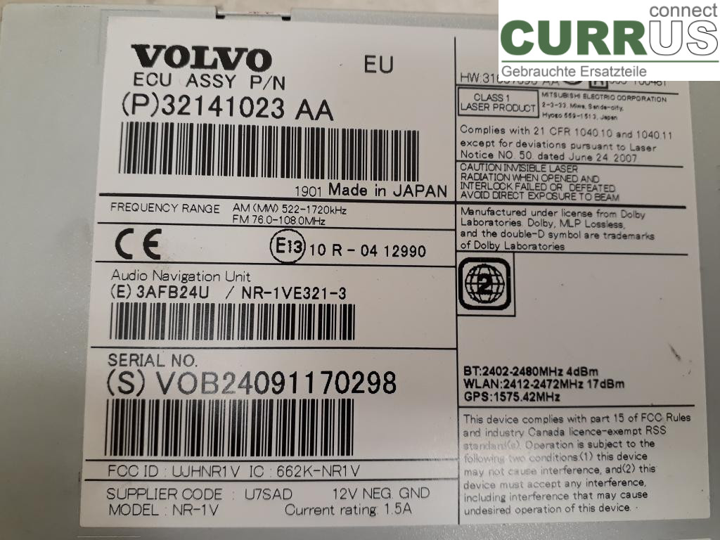 VOLVO V40  12-19 Radio CD / Multimedia panel 36003253 B4154T2