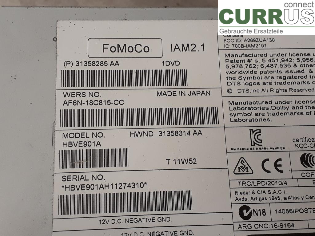VOLVO V60  11-13 Radio CD / Multimedia panel 36050580 D4162T