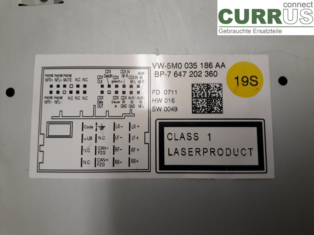 VW TRANSP/CARAVELLE 04-15 Radio CD / Multimedia panel 5M0057187AX CFCA