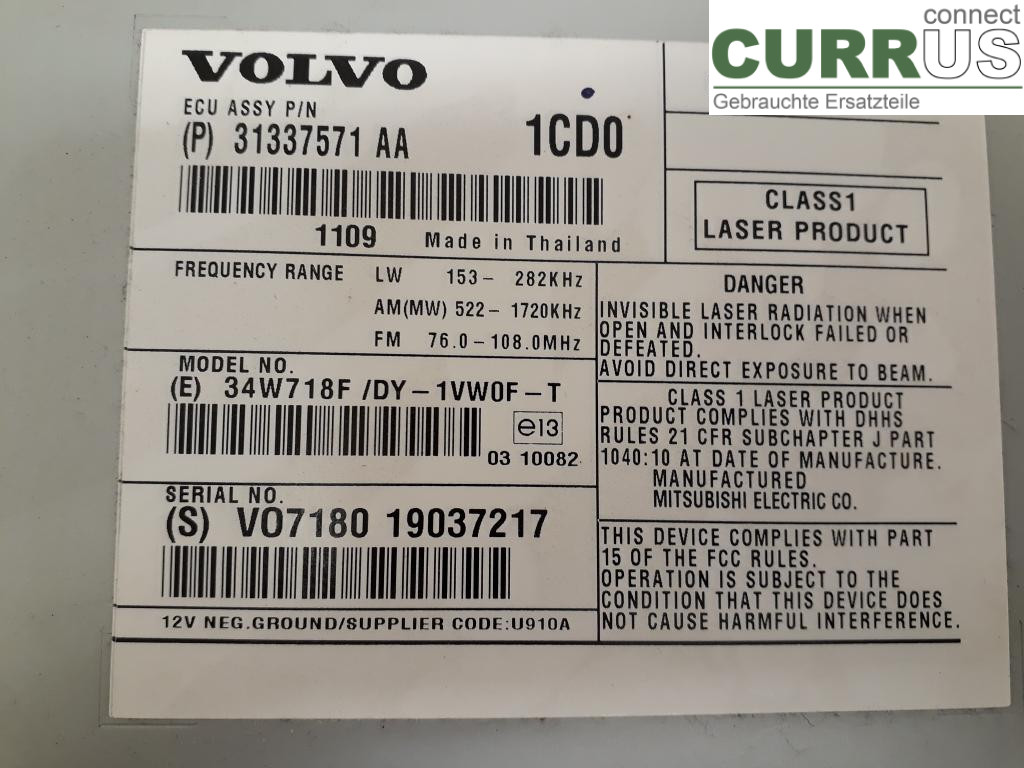 VOLVO V70      08-13 Radio CD / Multimedia panel 36001114 D4162T