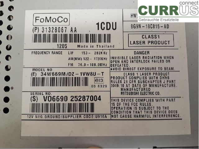 VOLVO V70      08-13 Radio CD / panneau multimédia 36050930 D5204T2