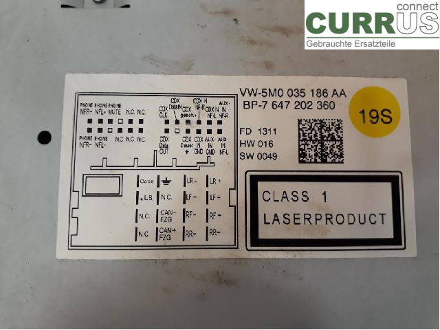 VW TRANSP/CARAVELLE 04-15 Radio CD / Multimedia panel 5M0057187AX CAAB