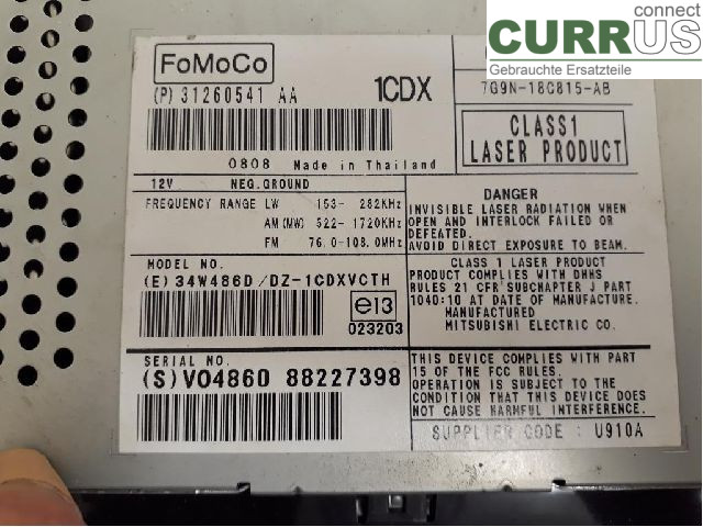 VOLVO V70      08-13 Radio CD / Multimedia panel 36050929 B5254T8