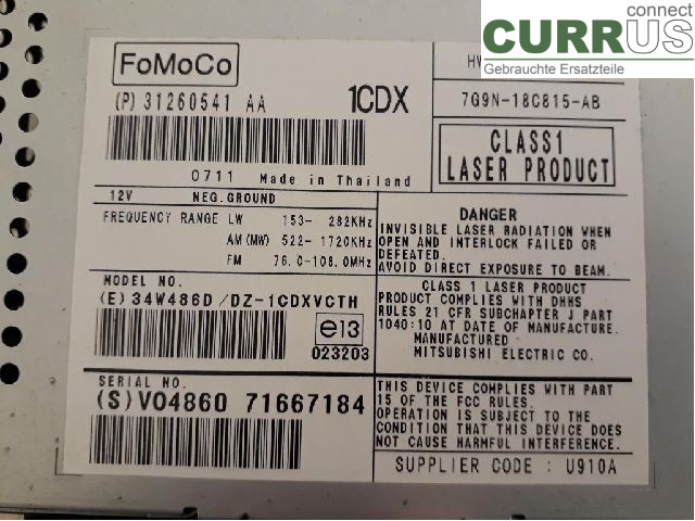 VOLVO V70      08-13 Radio CD / Multimedia panel 36050929 B4204S4