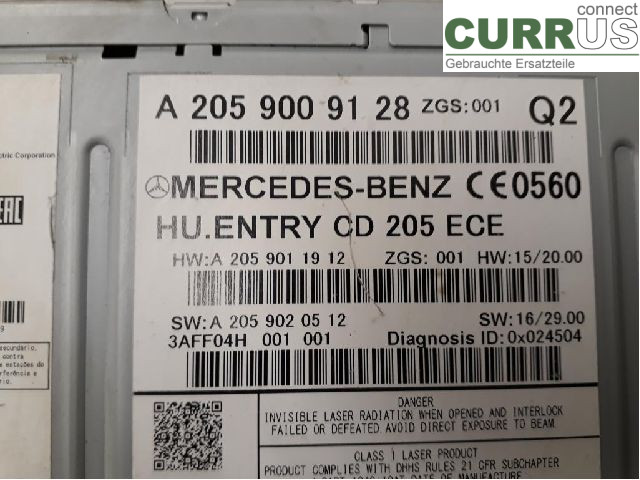 MB VITO/V-KLASS (W447)  14- Radio CD / multimediepanel A2059000241 OM651.950