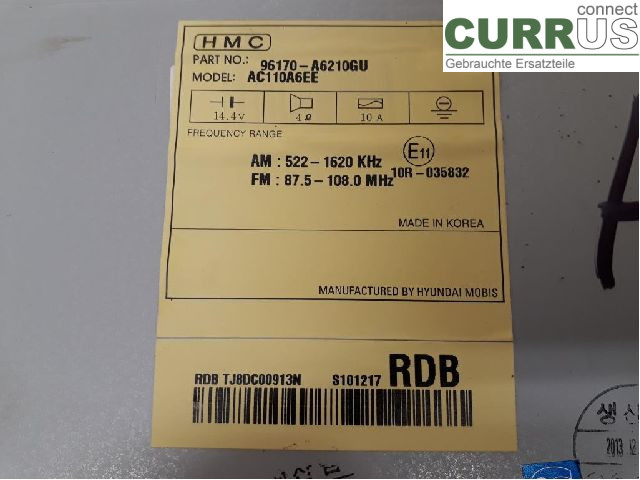 HYUNDAI i30   13-16 Radio-CD-/Multimedia-Panel 96170A6210GU D4FB